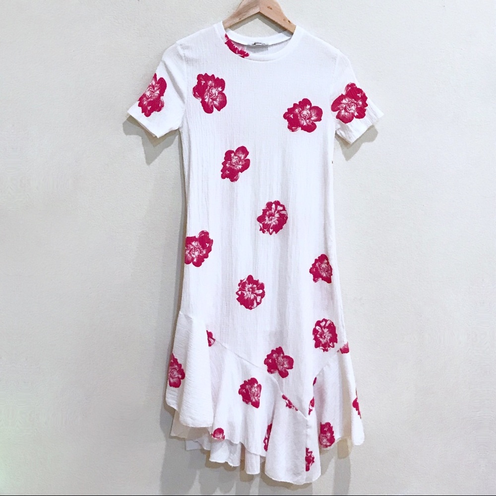 Zara Trafaluc Floral Asymmetrical Dress Size Small - Picture 3 of 8